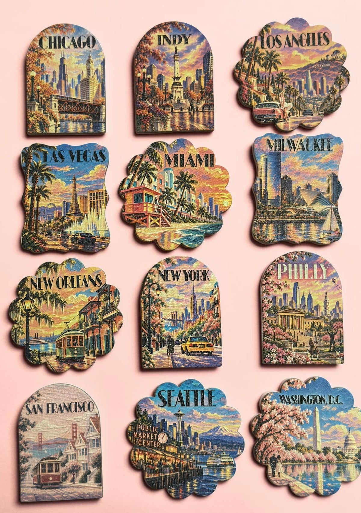 3D Textured City Fridge Magnets